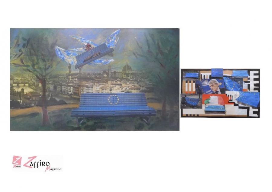 Festa dell’Europa, opere pittoriche di Guadagnuolo: “Le Panchine blu dell’Unione Europea per David Sassoli”