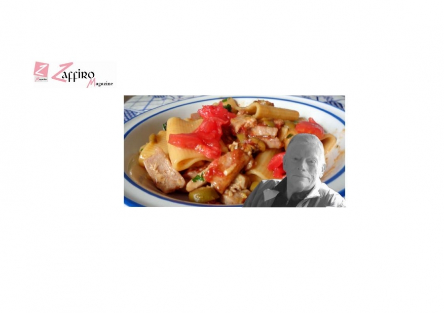Paccheri tonno fresco, pomodori e olive.